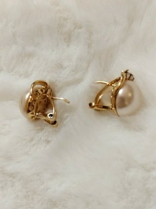 Pendientes perla dorados con circonitas