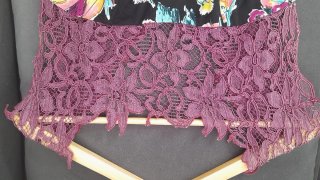 Camiseta Mariella Burani floral encaje morado