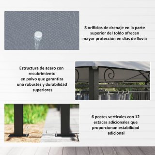 Cenador Jardín 3x4m Tela y Metal