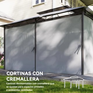 Cenador Jardín 3x4m Tela y Metal