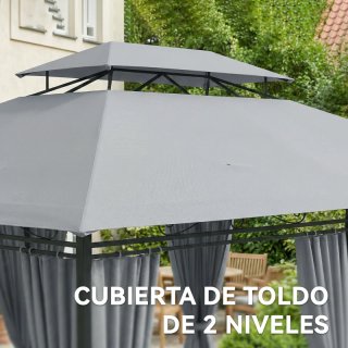 Cenador Jardín 3x4m Tela y Metal