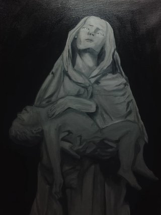 Pintura al óleo La muerte del niño 30x40