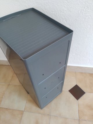Cajonera oficina de plástico blanca y gris ligera