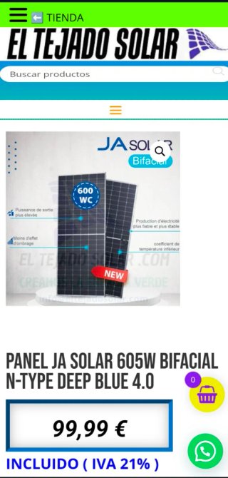 Panel Solar JA Solar 605W Bifacial