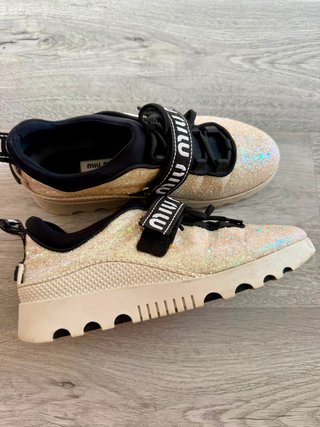 Zapatillas Miu Miu Glitter Dorado y Rosa