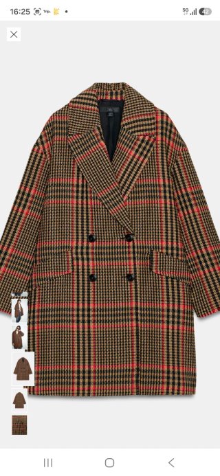 Abrigo oversize cuadros Zara