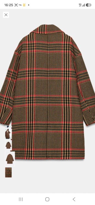 Abrigo oversize cuadros Zara