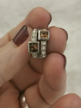 Pendientes vintage combinados plata y marrón