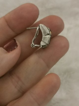 Pendientes vintage combinados plata y marrón