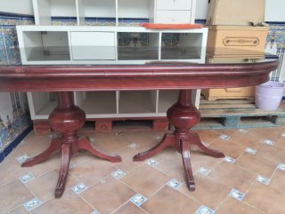 Mesa de salón grande cristal y madera