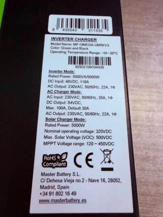 Inversor cargador Hibrido UM-V3 5000W 48V MPPT Blu