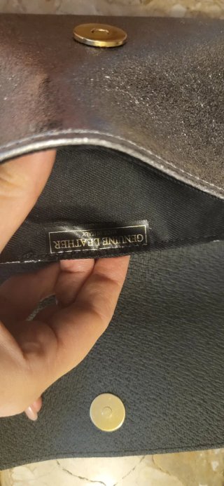 Pochette vera pelle argentata