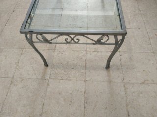 Mesa de centro cristal y metal plateado