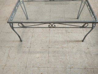 Mesa de centro cristal y metal plateado