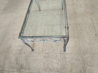 Mesa de centro cristal y metal plateado