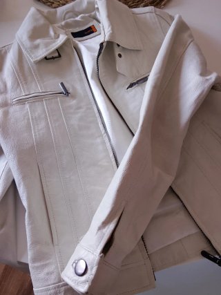 Cazadora Biker Piel Mmb Beige Talla S