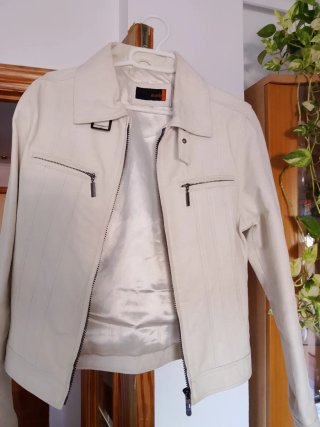 Cazadora Biker Piel Mmb Beige Talla S