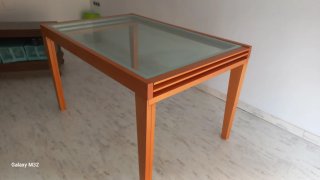 Mesa extensible madera y cristal