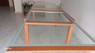 Mesa extensible madera y cristal