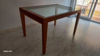 Mesa extensible madera y cristal