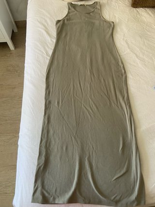 Vestido largo verde oliva