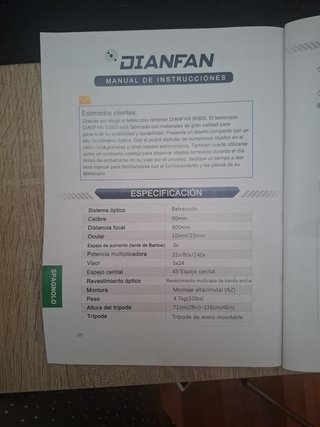 Telescopio Refractor DIANFAN 90800