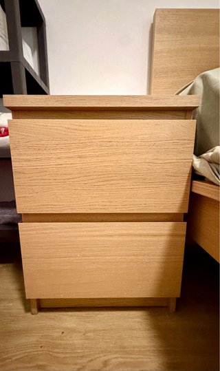Estructura cama matrimonio roble con mesita noche