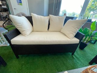 Conjunto Muebles Jardín Ratán Negro y Beige