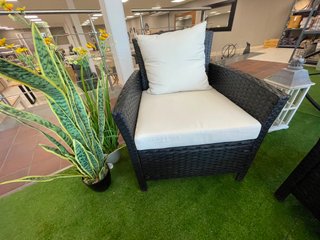 Conjunto Muebles Jardín Ratán Negro y Beige