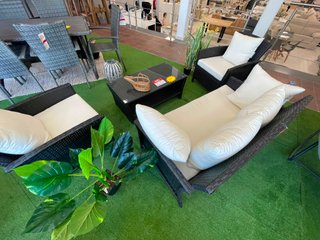 Conjunto Muebles Jardín Ratán Negro y Beige