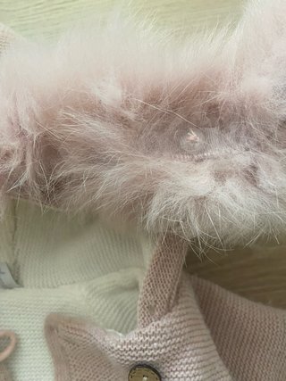 Buzo lana rosa con pies 3 meses