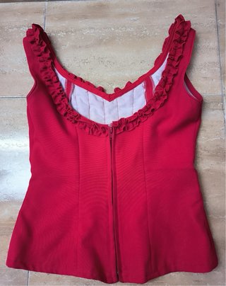 Traje de flamenca corto rojo y negro