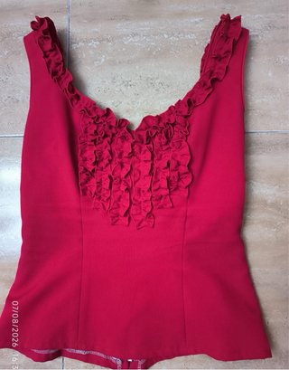 Traje de flamenca corto rojo y negro