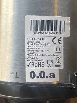Motor Picadora Cecotec TitanGlass 1000