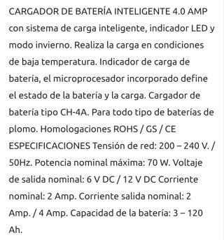 Cargador Batería Goodyear 4.0A Inteligente
