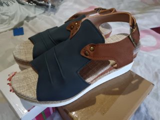 Sandalias Cuña Azul y Marrón