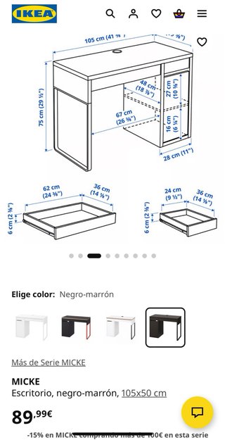 Escritorio MICKE Ikea Madera Oscura