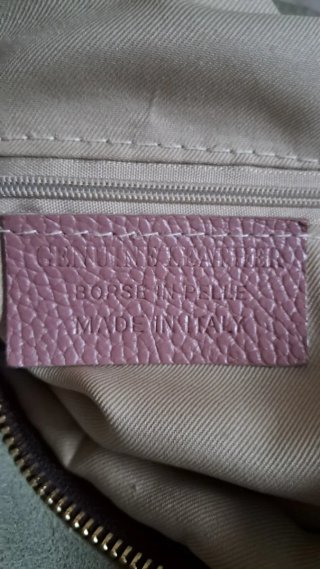 Borsa jeans con inserti pelle marrone