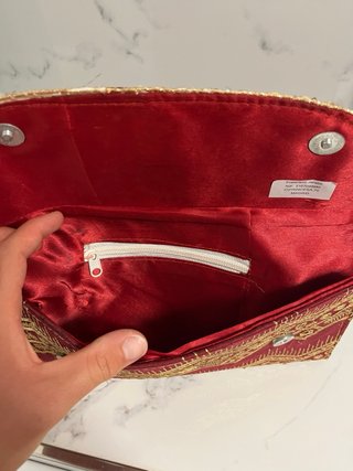Bolso de Fiesta Rojo y Dorado | Bordado Étnico
