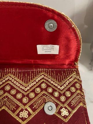 Bolso de Fiesta Rojo y Dorado | Bordado Étnico