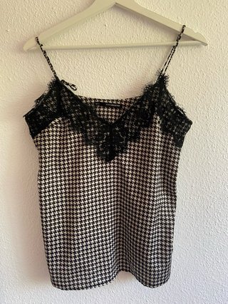 Top Zara tirantes encaje estampado pata de gallo