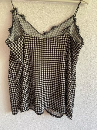 Top Zara tirantes encaje estampado pata de gallo