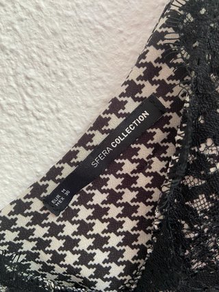 Top Zara tirantes encaje estampado pata de gallo