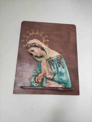 Cuadro relieve Virgen madera