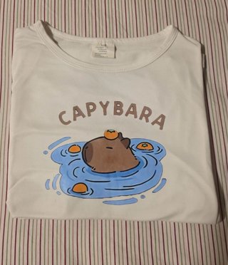 Camiseta Capybara Blanca Estampada 12 años – Kawai