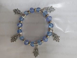 Pulsera Hamsa Azul y Plateada