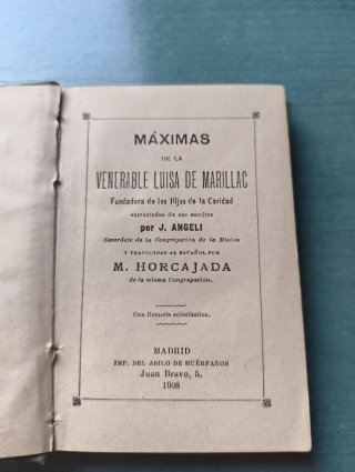 Libro Antiguo: Máximas de Luisa de Marillac
