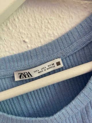Camisa Zara manga volantes azul Talla XS