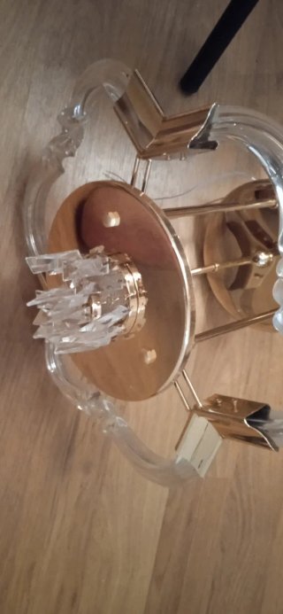 2 Lámparas de techo cristal y metal dorada