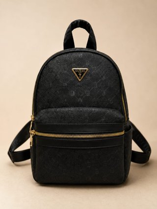 Mochila Estilo Guess Negra Logo Monogram